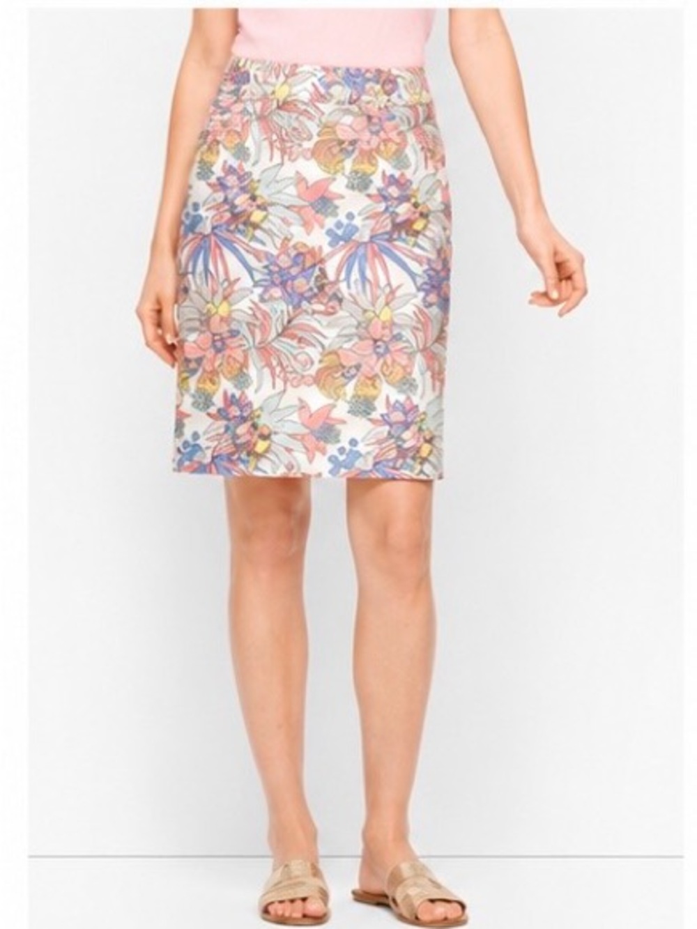 Talbots Floral Canvas A-Line Floral Print Skirt Petite 8 NWOT